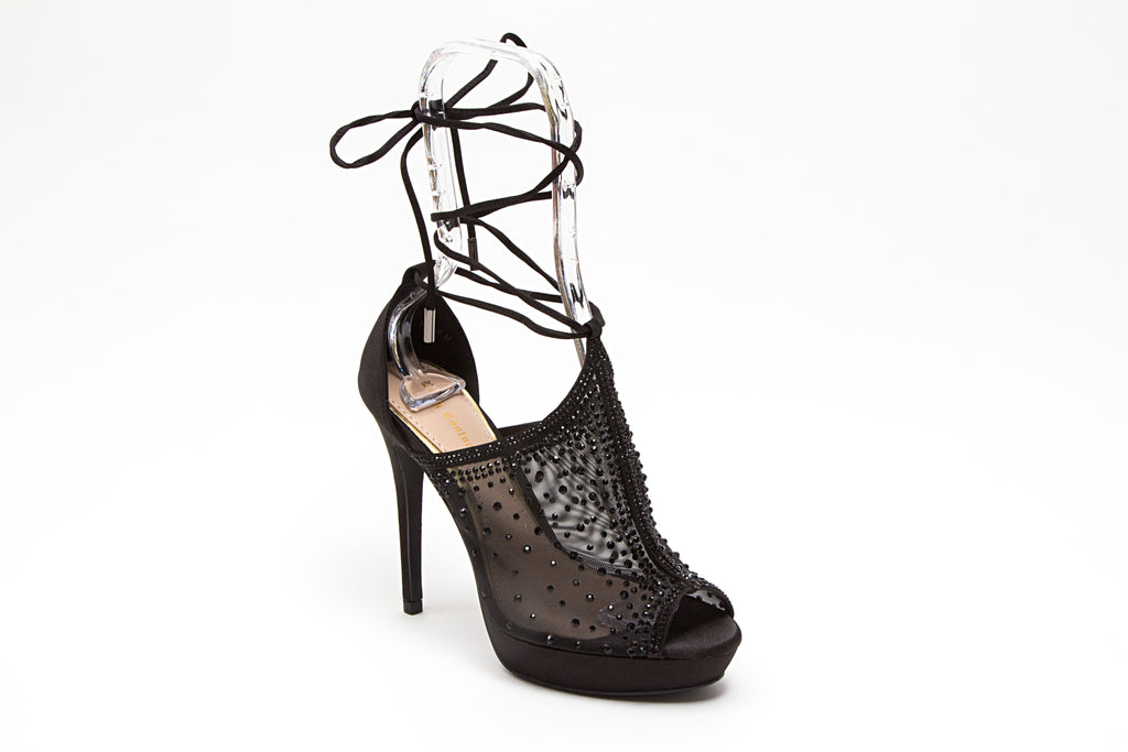 Vogue Black Mesh High Heels