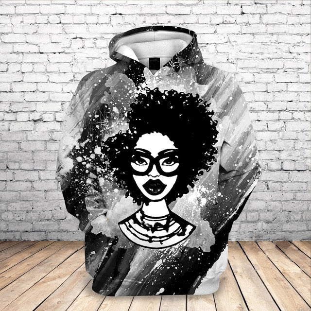 Fashion 3D Black Girl Art Hoodie