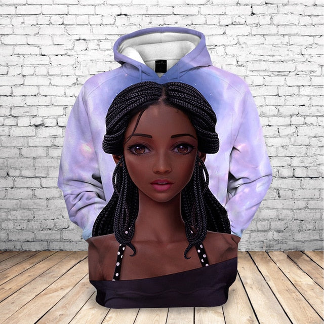 Fashion 3D Black Girl Art Hoodie