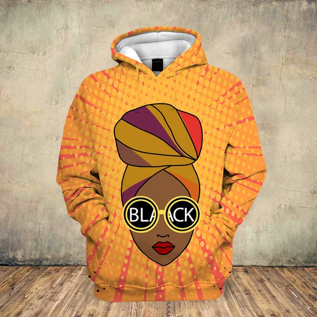 Fashion 3D Black Girl Art Hoodie