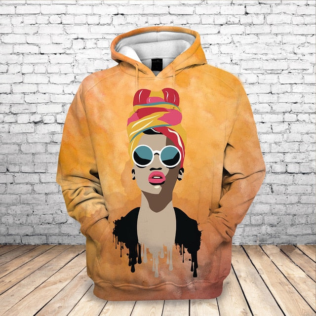 Fashion 3D Black Girl Art Hoodie