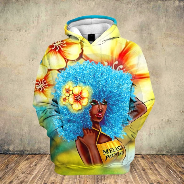 Fashion 3D Black Girl Art Hoodie