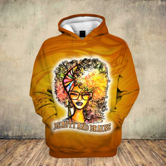 Fashion 3D Black Girl Art Hoodie