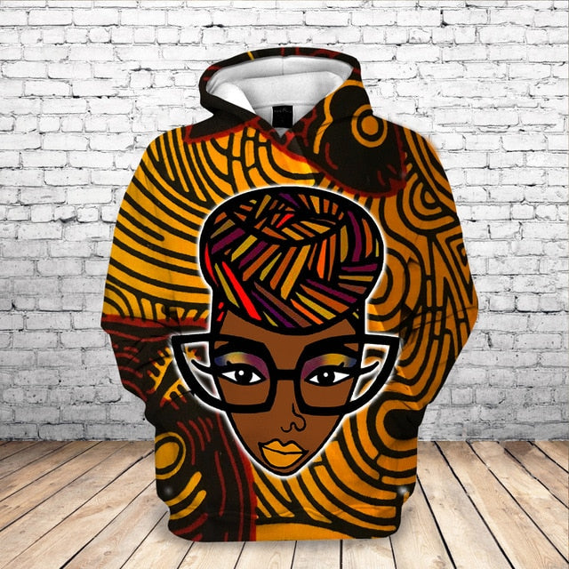 Fashion 3D Black Girl Art Hoodie