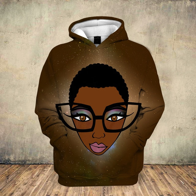 Fashion 3D Black Girl Art Hoodie