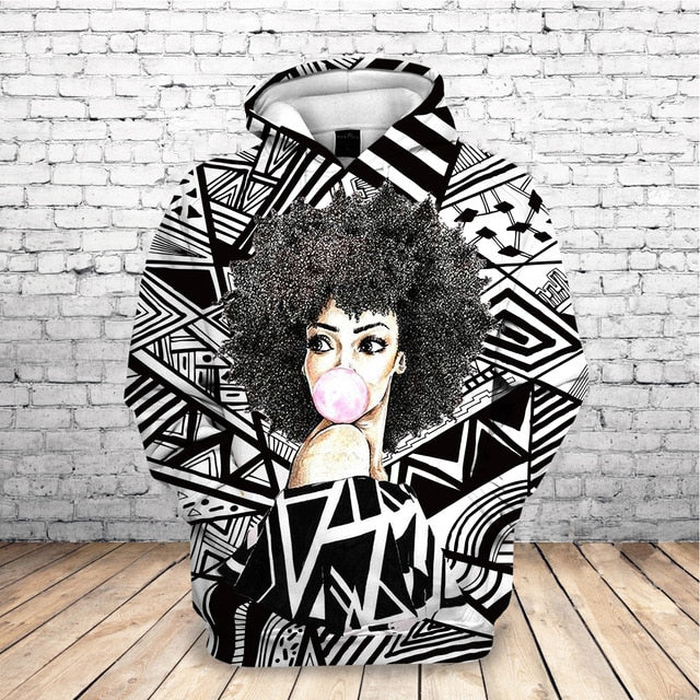 Fashion 3D Black Girl Art Hoodie