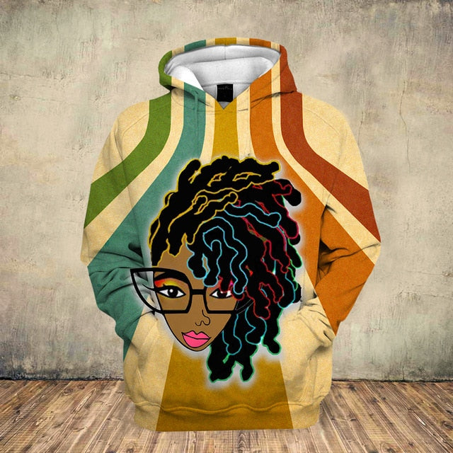 Fashion 3D Black Girl Art Hoodie