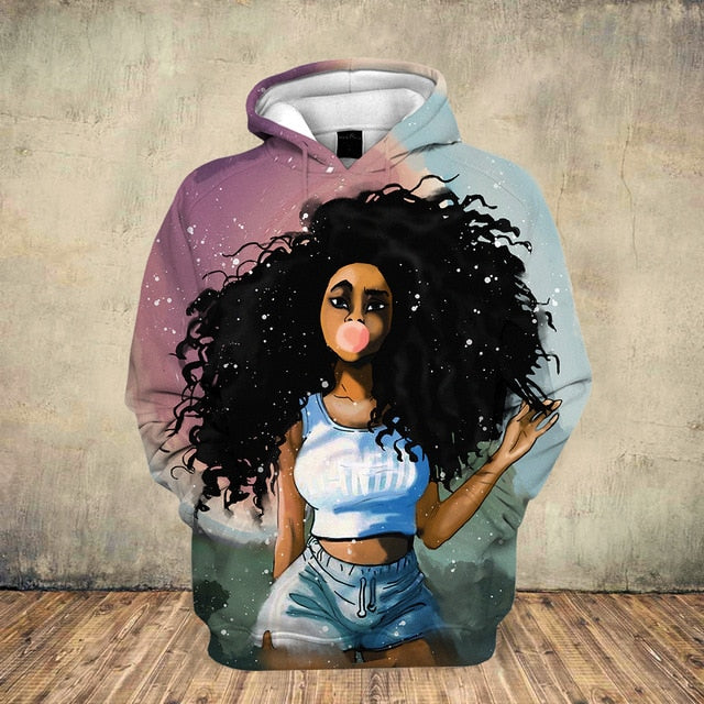 Fashion 3D Black Girl Art Hoodie