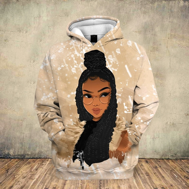 Fashion 3D Black Girl Art Hoodie