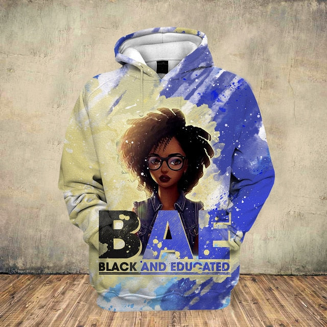 Fashion 3D Black Girl Art Hoodie