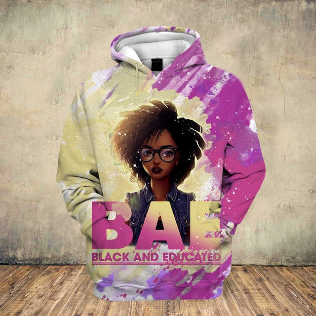 Fashion 3D Black Girl Art Hoodie