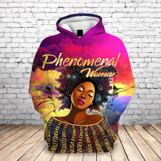 Fashion 3D Black Girl Art Hoodie