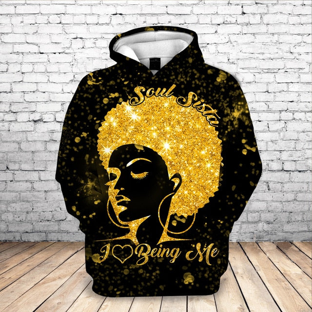 Fashion 3D Black Girl Art Hoodie