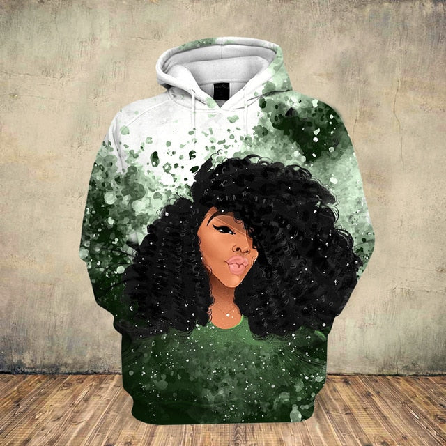 Fashion 3D Black Girl Art Hoodie