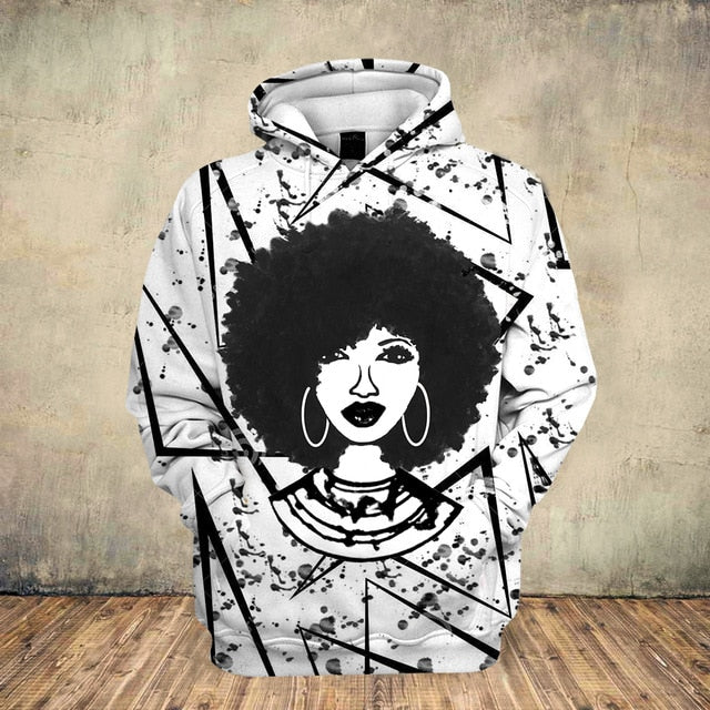 Fashion 3D Black Girl Art Hoodie