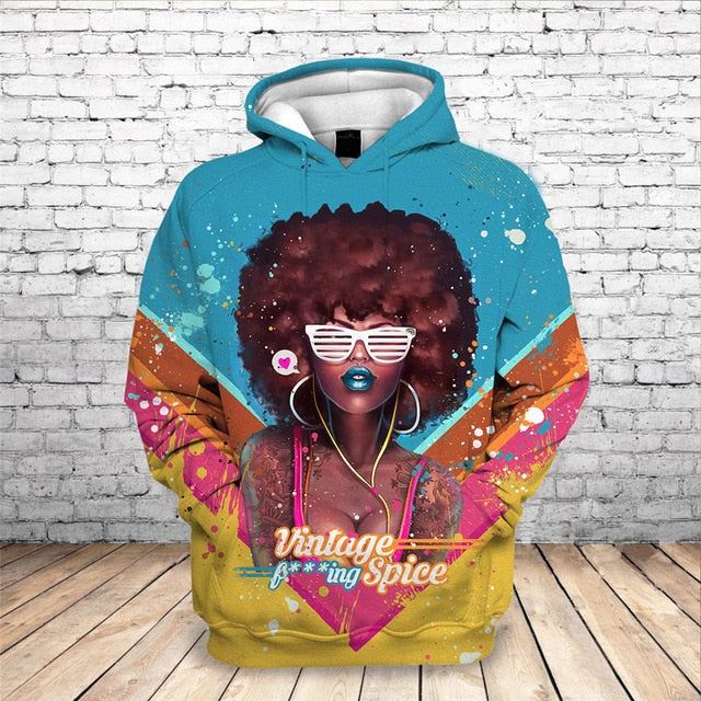 Fashion 3D Black Girl Art Hoodie