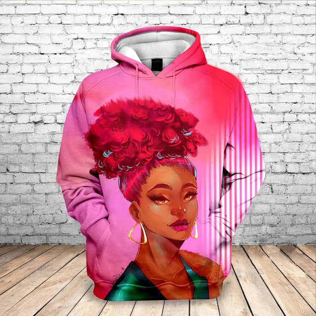 Fashion 3D Black Girl Art Hoodie