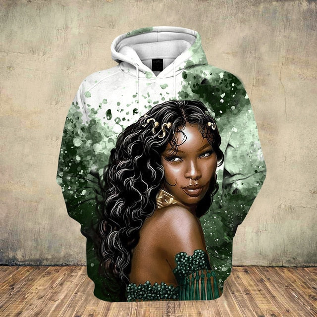 Fashion 3D Black Girl Art Hoodie