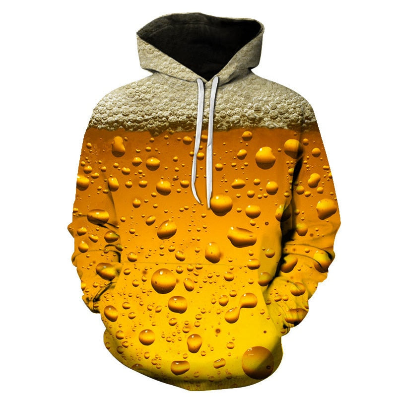 Men's 3D Beer Printed Hoodie Novelty Sweatshirt