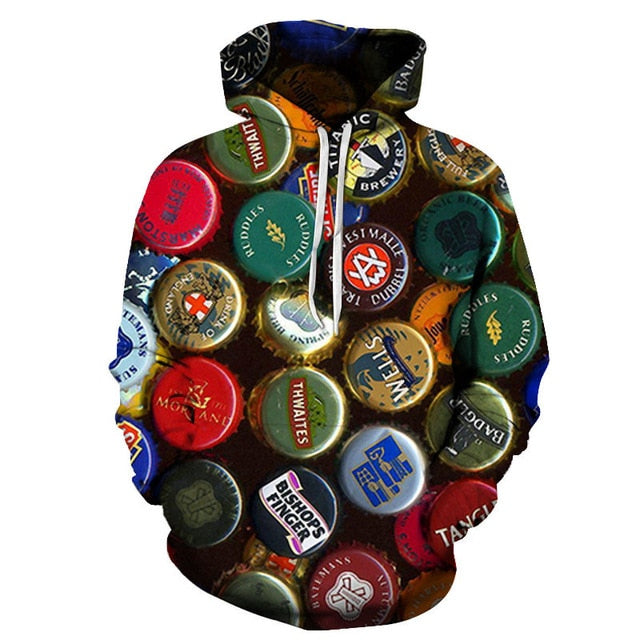 Men's 3D Beer Printed Hoodie Novelty Sweatshirt