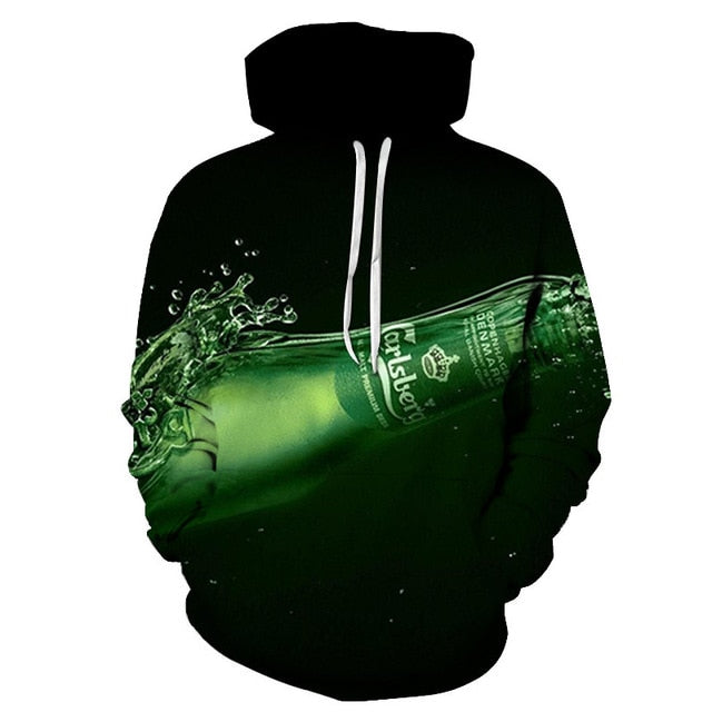 Men's 3D Beer Printed Hoodie Novelty Sweatshirt