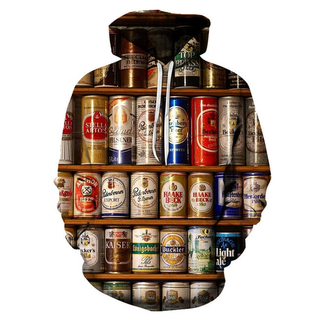 Men's 3D Beer Printed Hoodie Novelty Sweatshirt