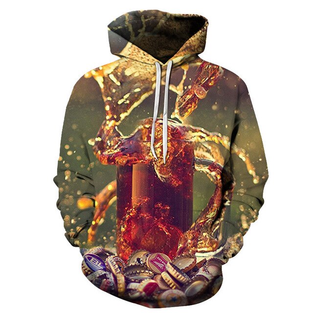 Men's 3D Beer Printed Hoodie Novelty Sweatshirt