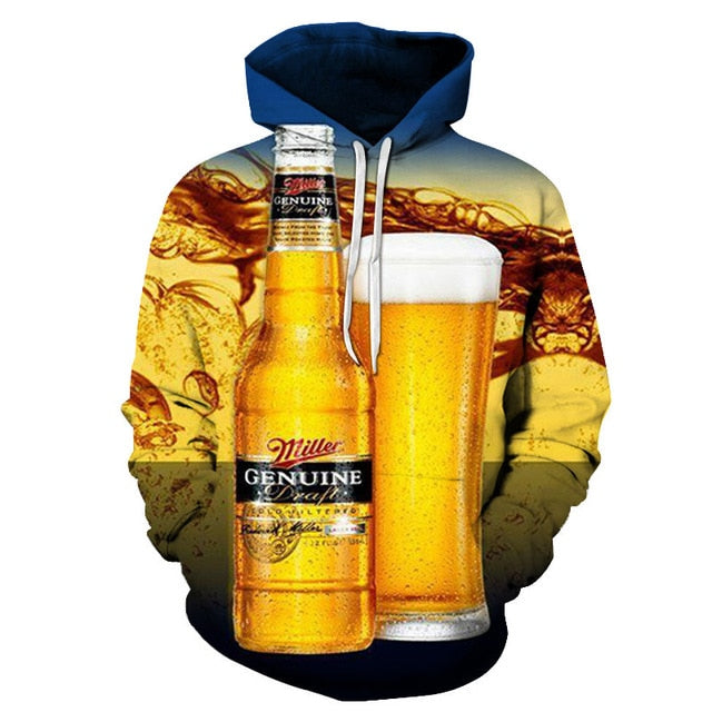 Men's 3D Beer Printed Hoodie Novelty Sweatshirt