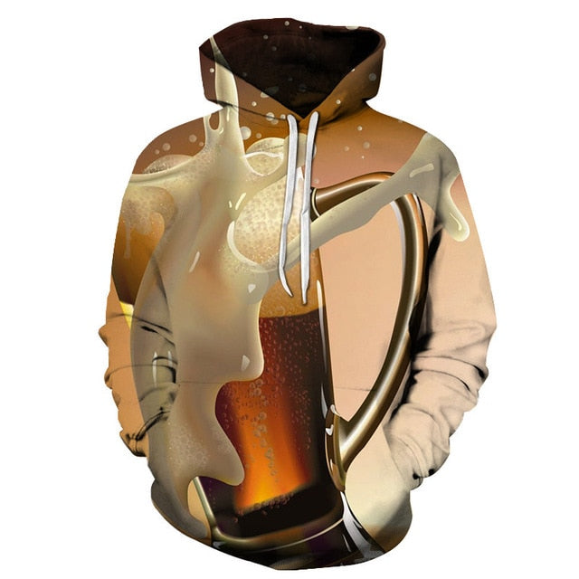 Men's 3D Beer Printed Hoodie Novelty Sweatshirt