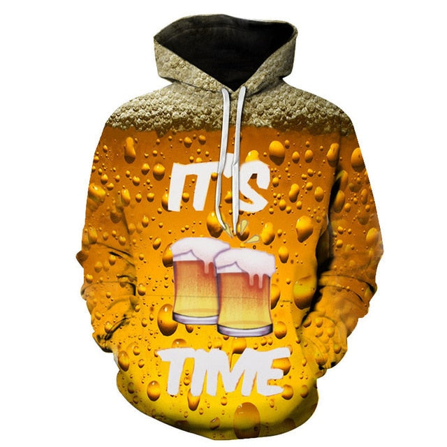 Men's 3D Beer Printed Hoodie Novelty Sweatshirt