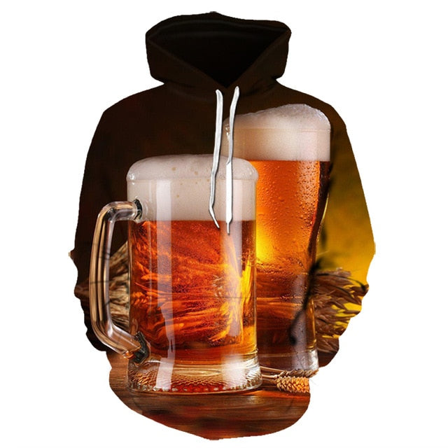 Men's 3D Beer Printed Hoodie Novelty Sweatshirt