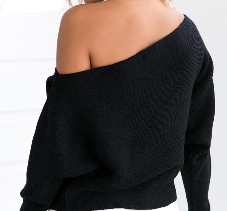 Women's Off The Shoulder Sexy Batwing Knit Sweater