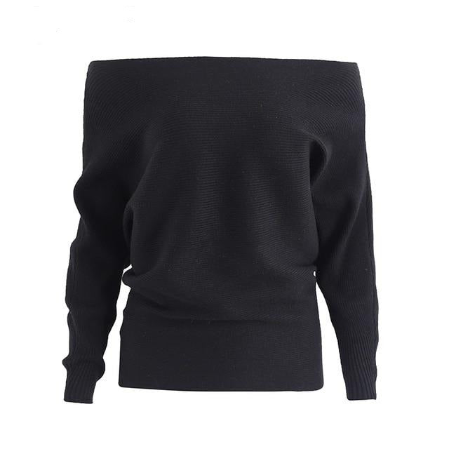 Women's Off The Shoulder Sexy Batwing Knit Sweater