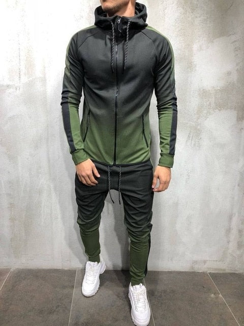 Men's 2 Piece Set 3D Gradient Color Sweatshirt and Joggers