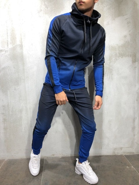 Men's 2 Piece Set 3D Gradient Color Sweatshirt and Joggers