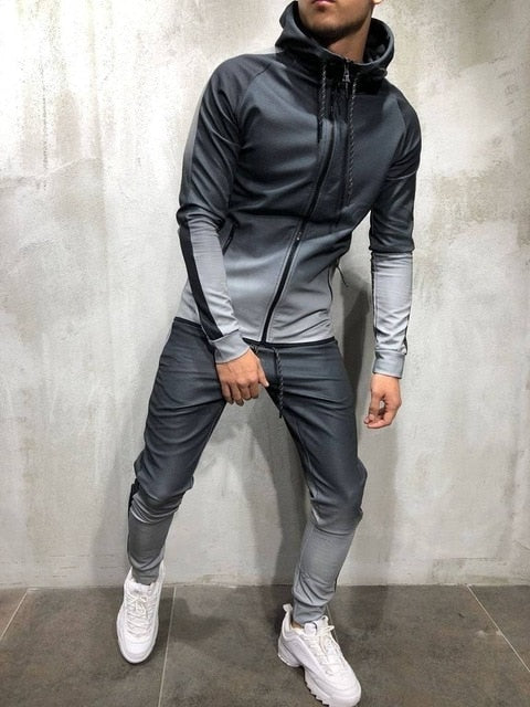 Men's 2 Piece Set 3D Gradient Color Sweatshirt and Joggers