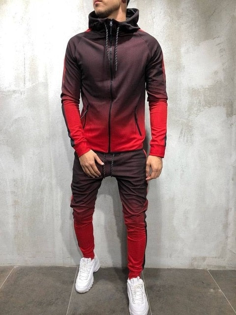 Men's 2 Piece Set 3D Gradient Color Sweatshirt and Joggers