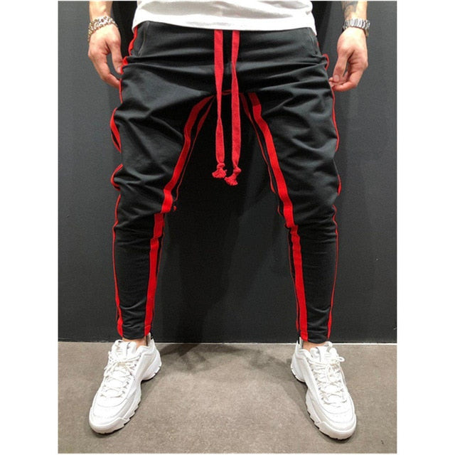 New Men's Leisure Fitness Stitching Zipper Sport Joggers