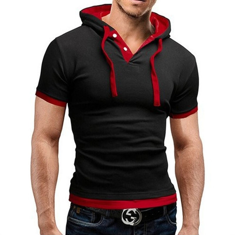 Men's Slim Fitness Hooded Short-Sleeved Tshirt