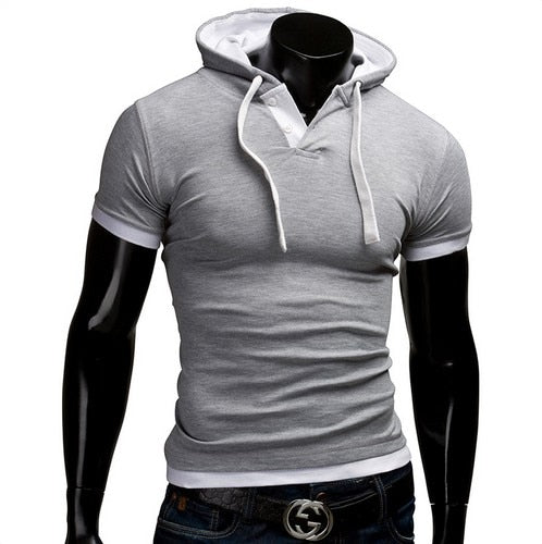 Men's Slim Fitness Hooded Short-Sleeved Tshirt