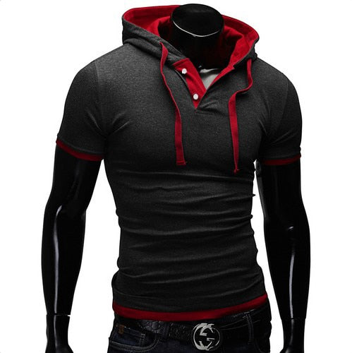 Men's Slim Fitness Hooded Short-Sleeved Tshirt