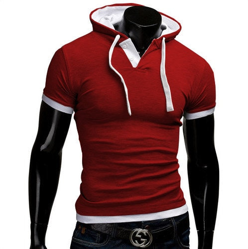 Men's Slim Fitness Hooded Short-Sleeved Tshirt