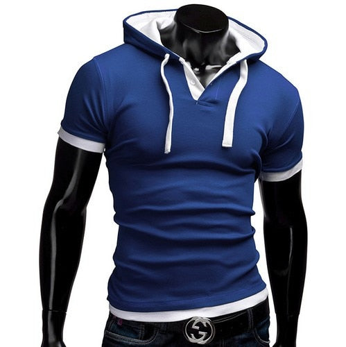 Men's Slim Fitness Hooded Short-Sleeved Tshirt