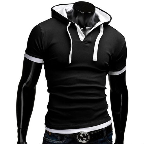 Men's Slim Fitness Hooded Short-Sleeved Tshirt