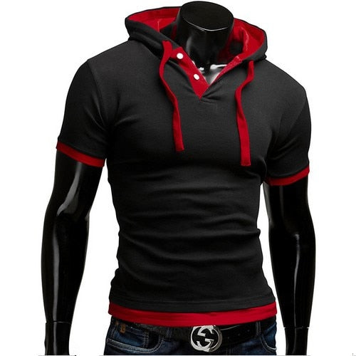 Men's Slim Fitness Hooded Short-Sleeved Tshirt