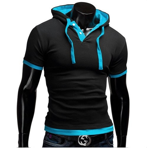 Men's Slim Fitness Hooded Short-Sleeved Tshirt