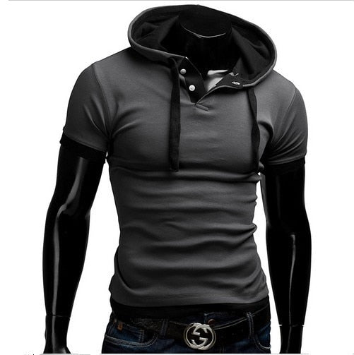 Men's Slim Fitness Hooded Short-Sleeved Tshirt