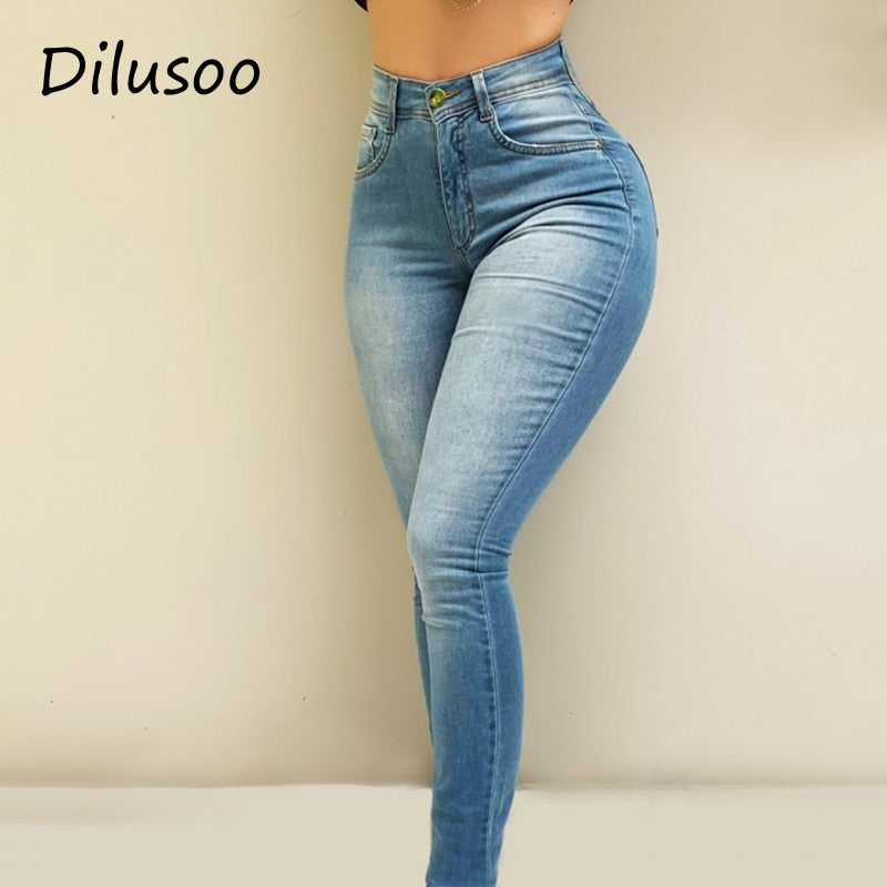 Women High Waist Jeans Pants Skinny Denim