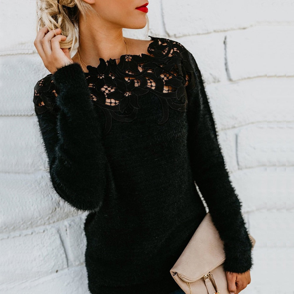 Women's Lace Stitching Sweater