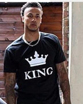 KING QUEEN Letter Printed Black Tshirt